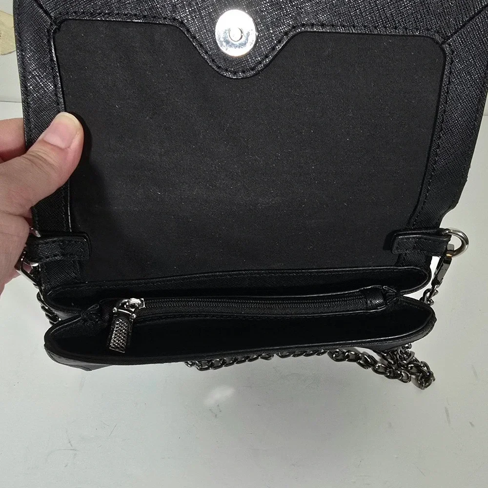 Rebecca Minkoff‎ Black Jill Saffiano Leather Crossbody Bag Gunmetal Chain Tassel